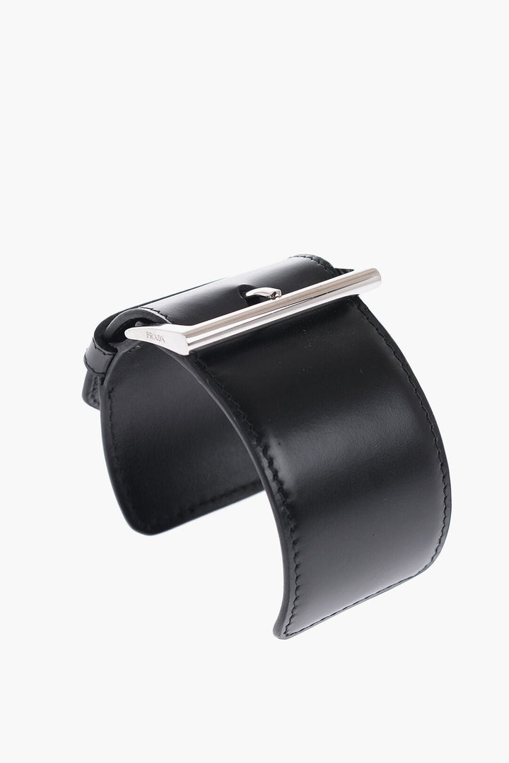 Other - Prada Leather Open Bangle Bracelet with Silver - Tone Buckle - 8056587801372 - Ask Me Wear