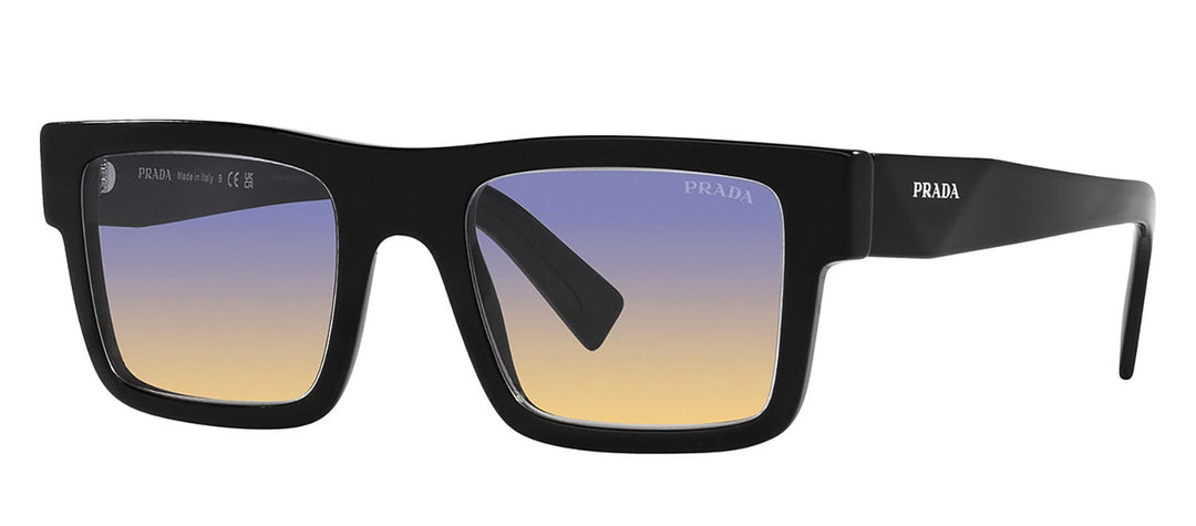PradaSunglasses - Prada PR 19WS 1AB06Z Rectangle Plastic Black Sunglasses with Blue Gradient Lens - PR_19WS_1AB06Z_52mm - Ask Me Wear
