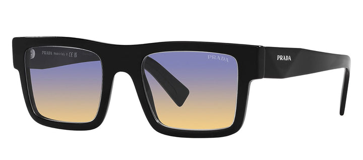 PradaSunglasses - Prada PR 19WS 1AB06Z Rectangle Plastic Black Sunglasses with Blue Gradient Lens - PR_19WS_1AB06Z_52mm - Ask Me Wear