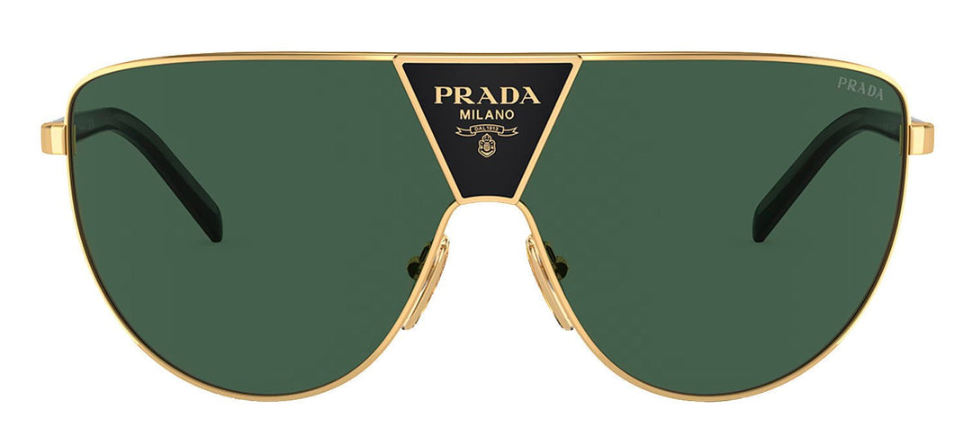 PradaSunglasses - Prada PR 69ZS 5AK05V Shield Metal Gold Sunglasses with Green Lens - PR_69ZS_5AK05V - Ask Me Wear
