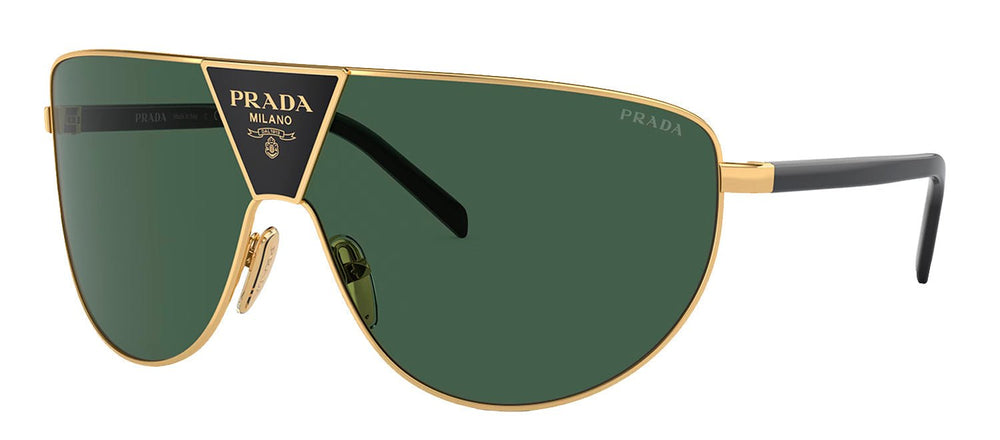 PradaSunglasses - Prada PR 69ZS 5AK05V Shield Metal Gold Sunglasses with Green Lens - PR_69ZS_5AK05V - Ask Me Wear