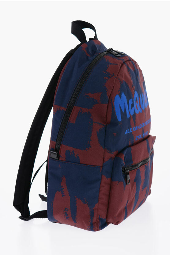 Alexander McQueen Printed Fabric Backpack with Contrasting Logo