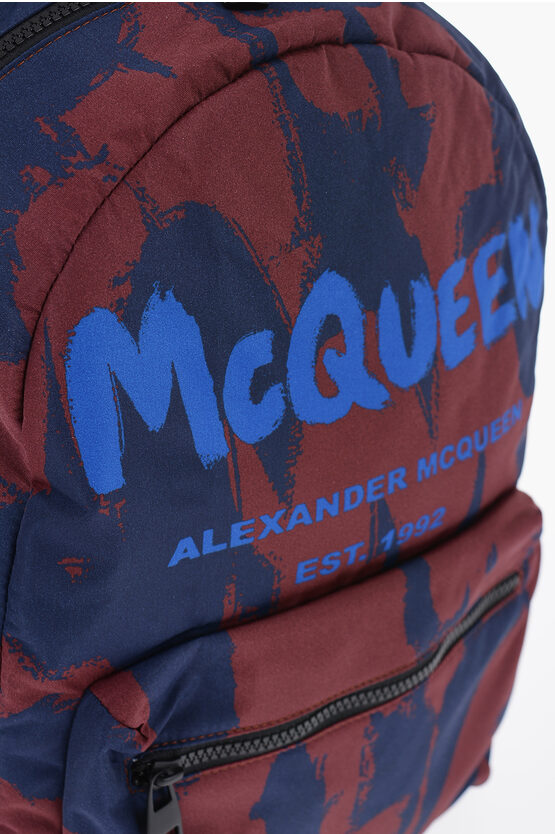 Alexander McQueen Printed Fabric Backpack with Contrasting Logo