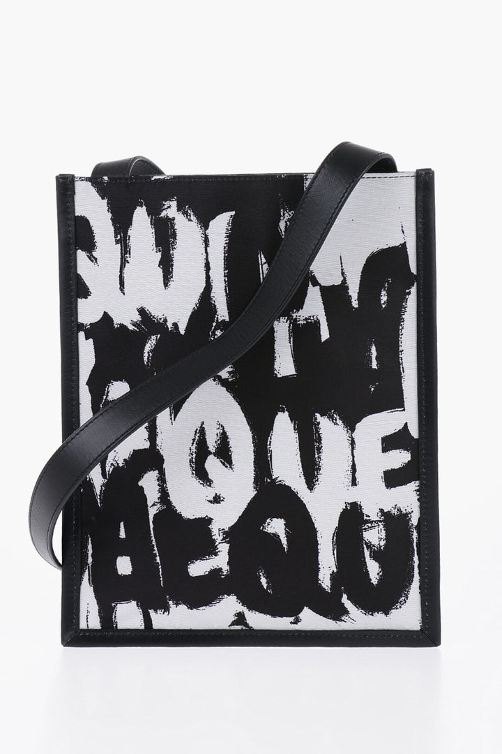 Alexander McQueen Printed Fabric Flat Bag with Leather Detail