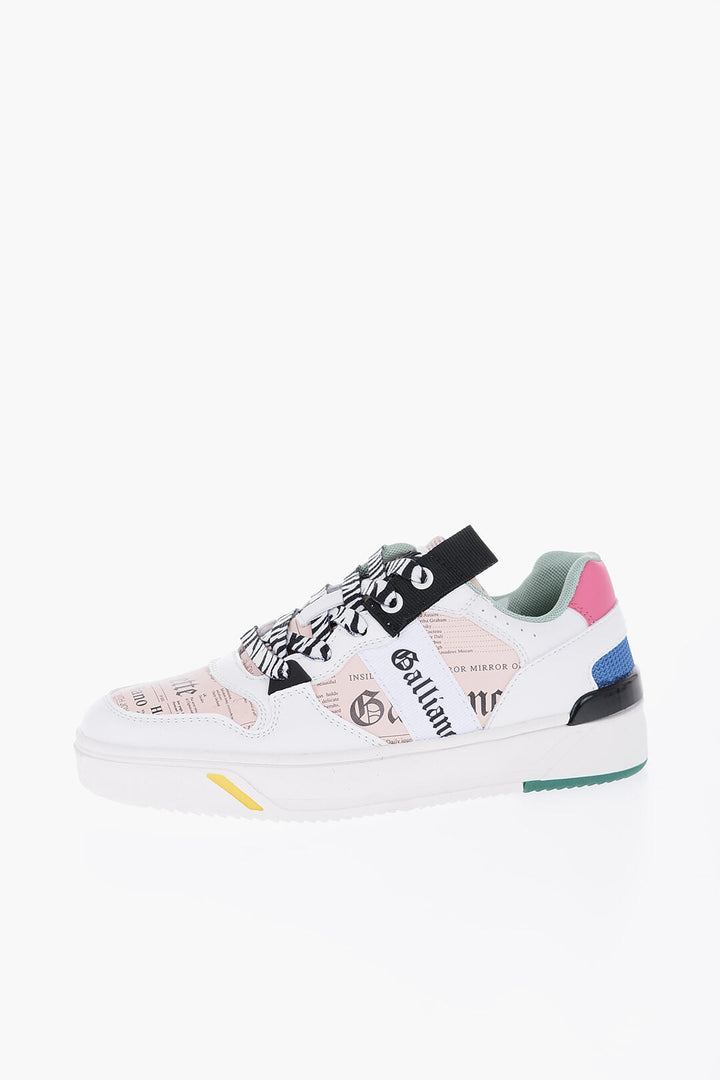 John Galliano Printed Faux Leather Low Top Sneakers