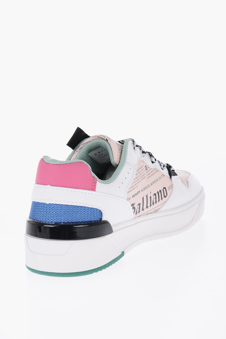 John Galliano Printed Faux Leather Low Top Sneakers