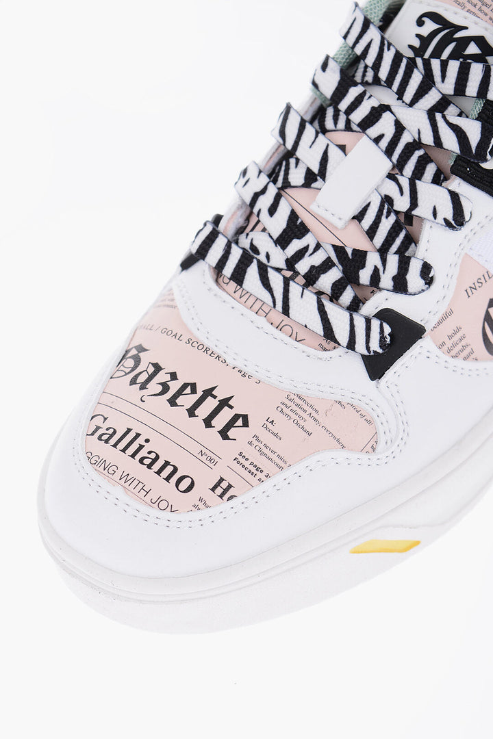 John Galliano Printed Faux Leather Low Top Sneakers