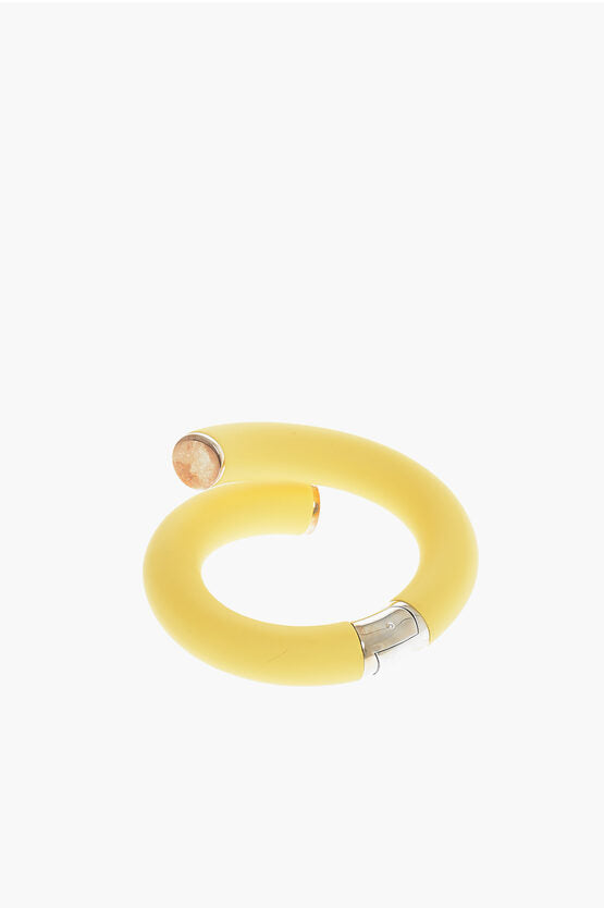 Pulsera en forma de espiral CUFF de PVC plateado de Bottega Veneta Talla estándar S