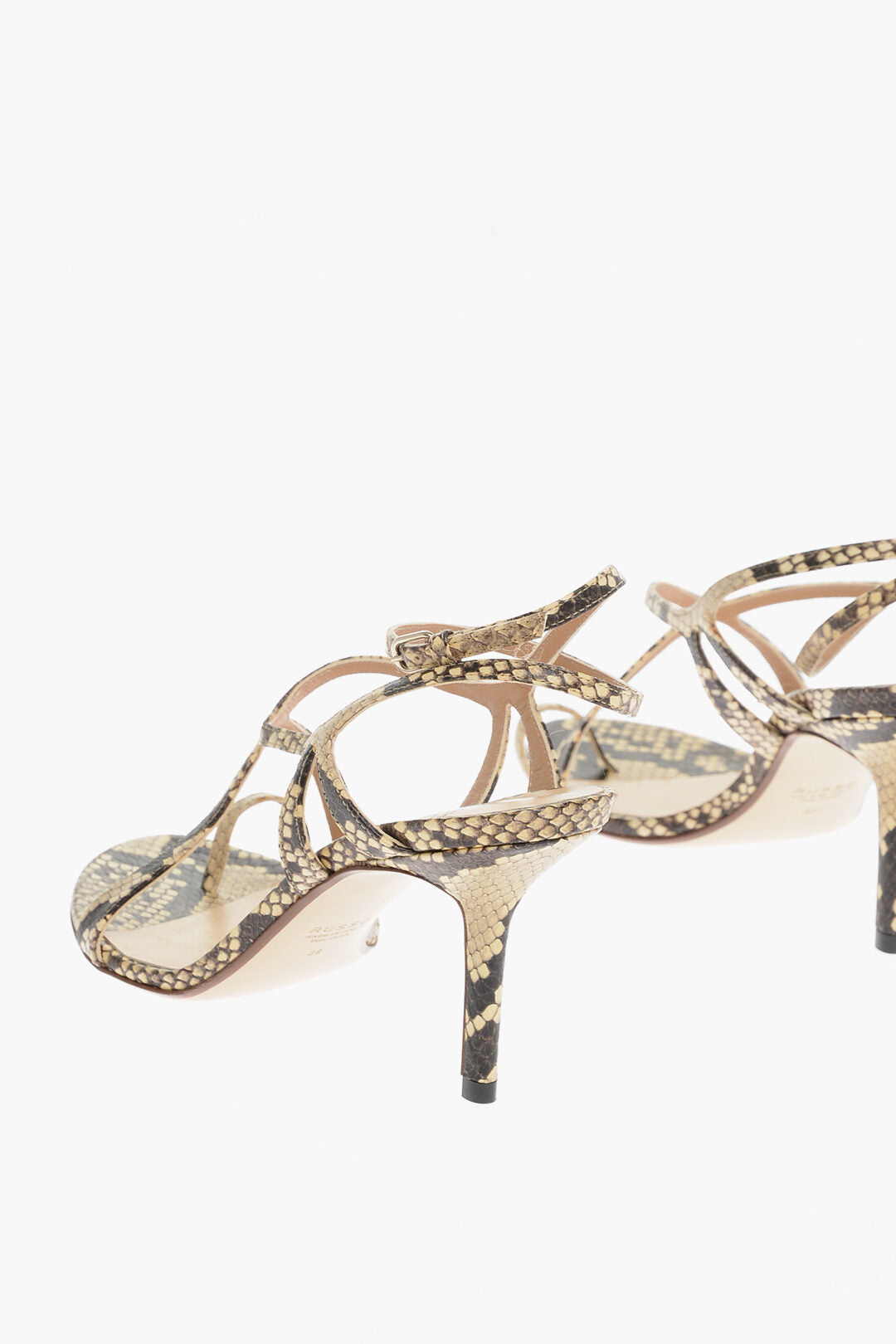 Francesco Russo Python Effect Leather Thong Ankle-Strap Sandals Heel 9cm