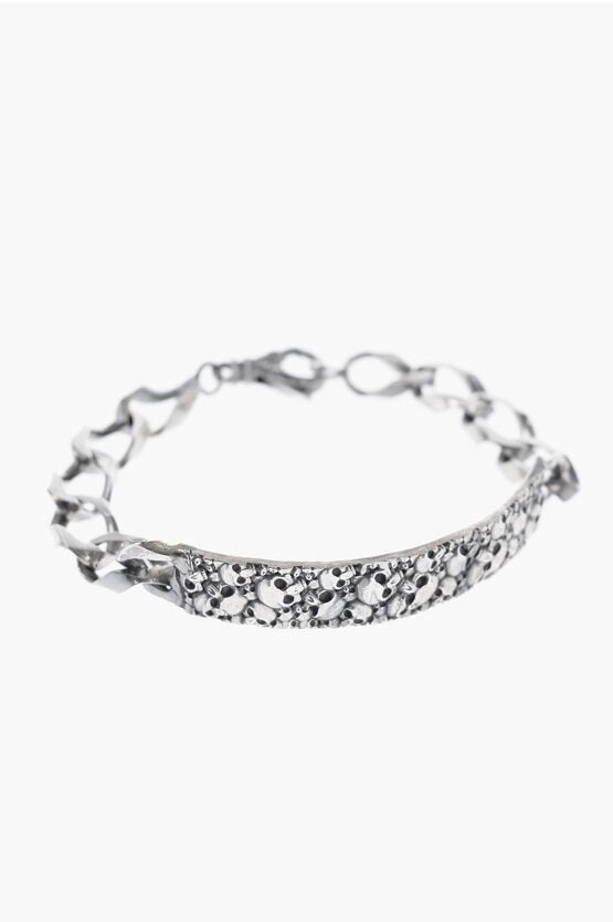 Bracelets - Quinto Ego Silver Band Bracelet with Skulls 16 Free size - 9900059380737 - Ask Me Wear