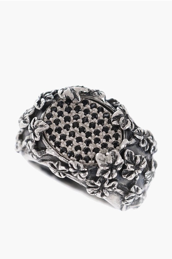 Rings - Quinto Ego Silver PAVE' FLOREALE Ring with Zircons 14 Rings - GC120231100136 - Ask Me Wear