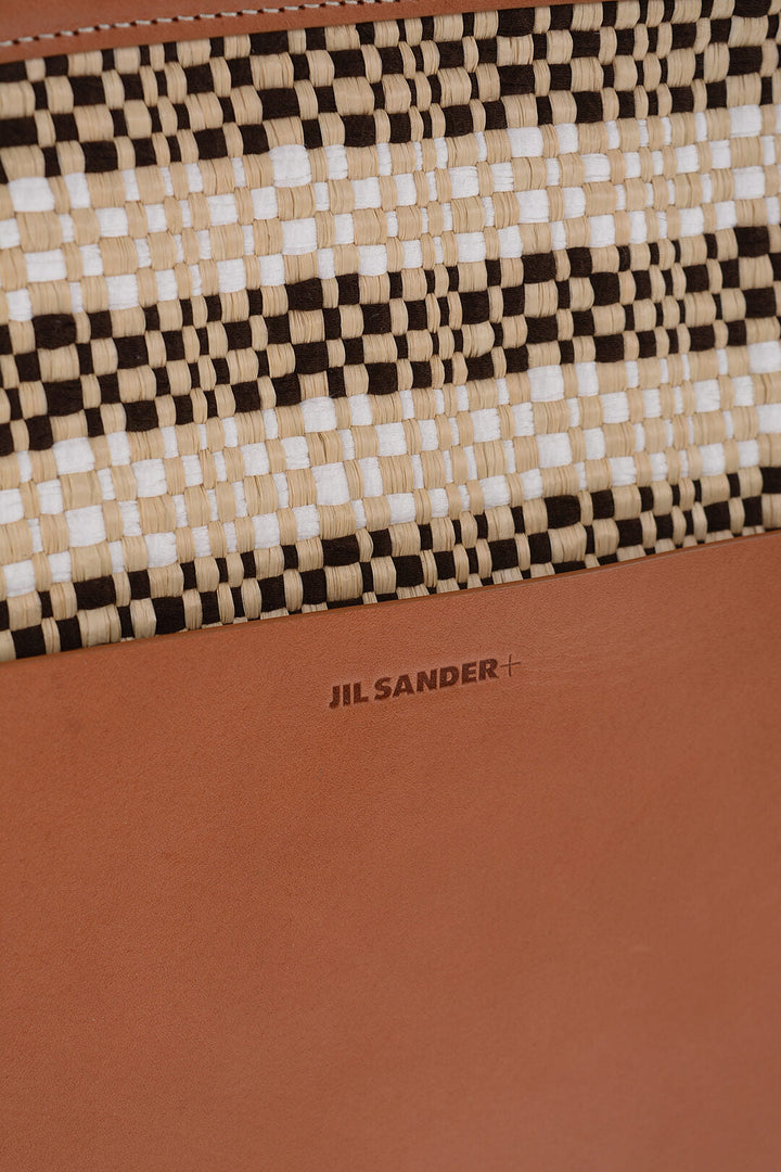 Jil Sander Raffia Tote Bag With Leather Details