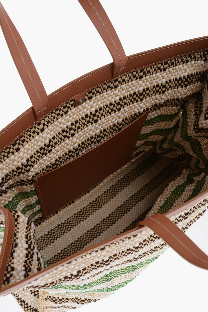 Jil Sander Raffia Tote Bag With Leather Details