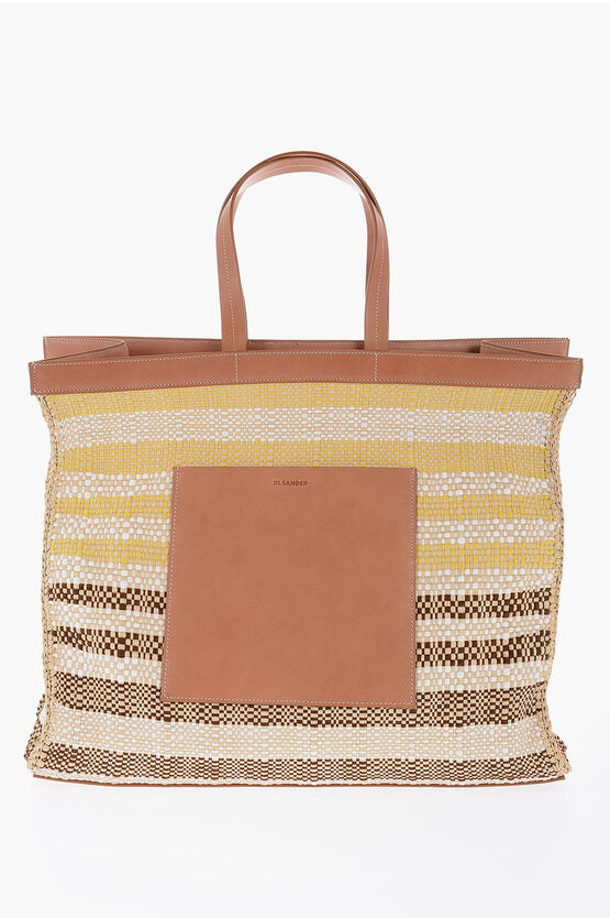 Jil Sander Raffia Tote Bag With Leather Details