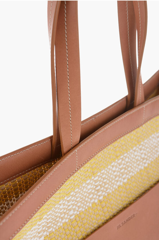 Jil Sander Raffia Tote Bag With Leather Details