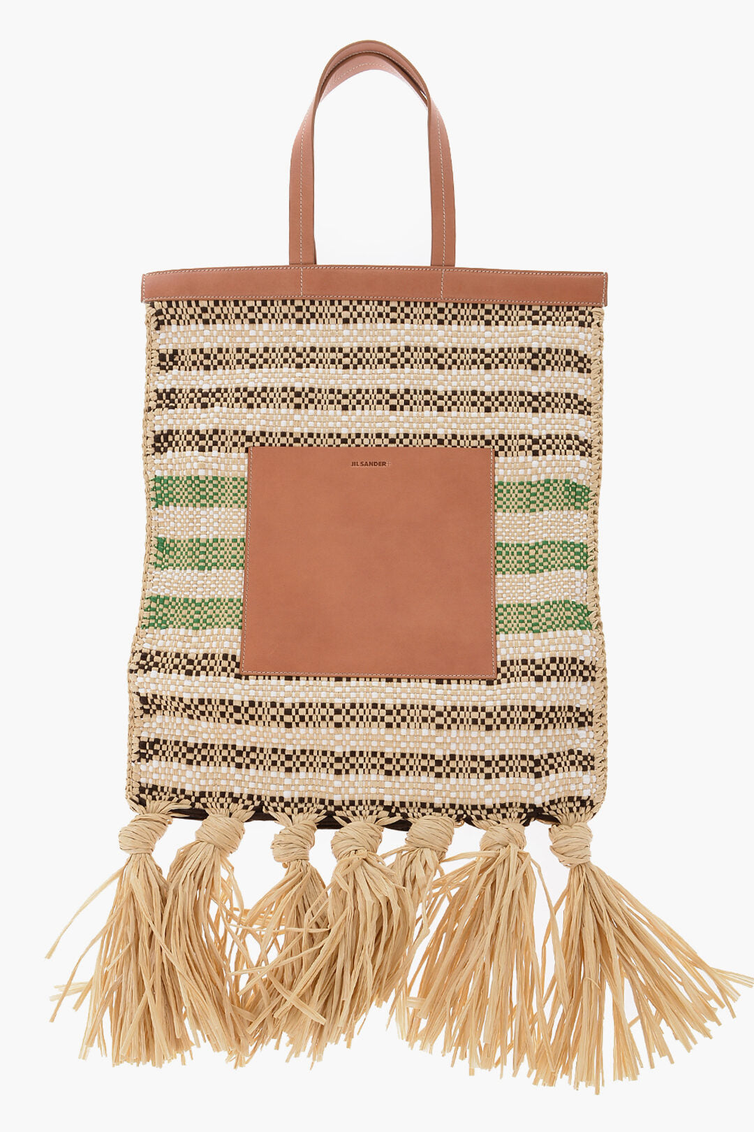 Jil Sander Raffia Tote Bag With Leather Details