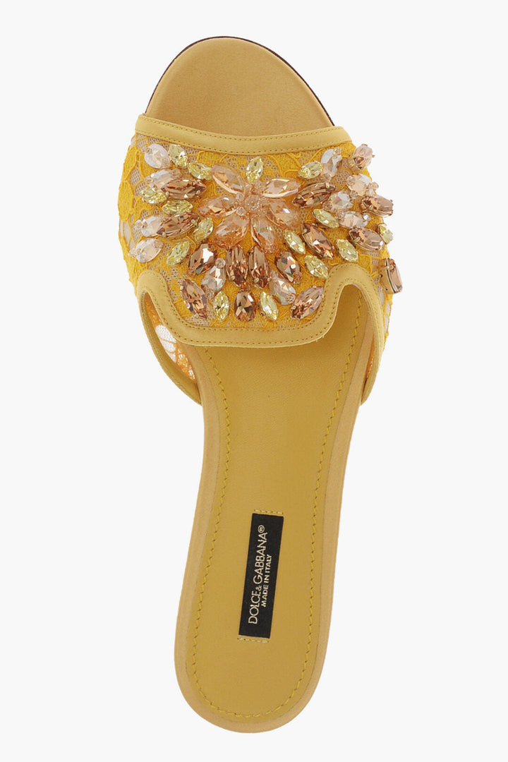 Dolce & Gabbana Rhinestoned Lace Sliders