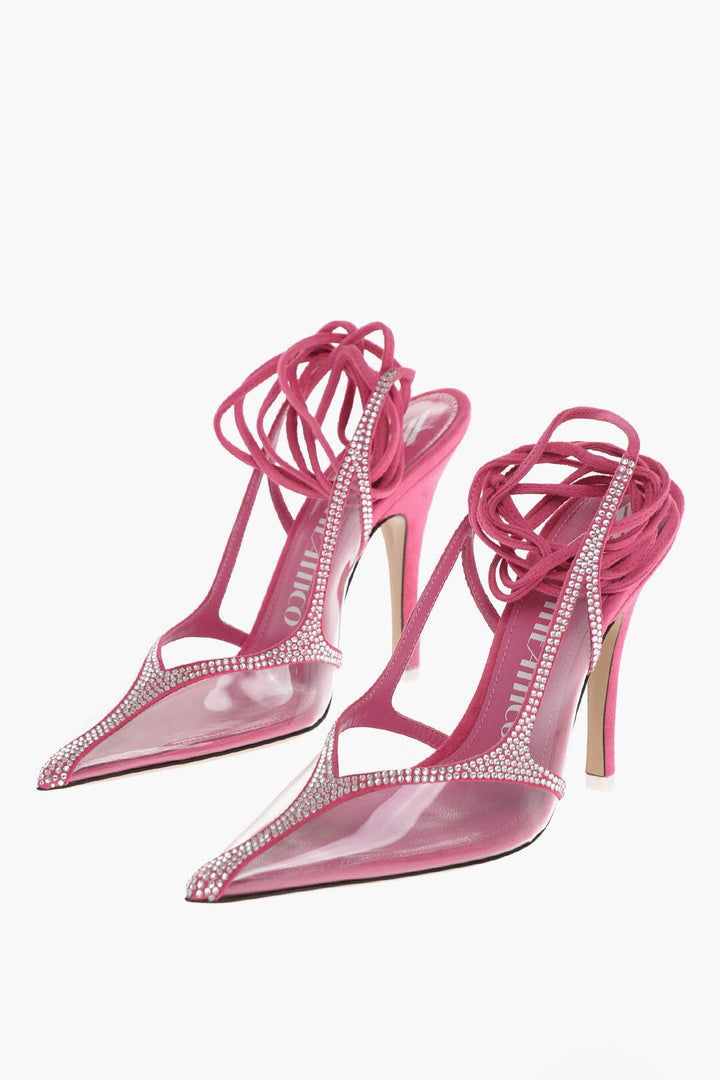 The Attico Rhinestoned VENUS CHROME See Through Slingbacks 10cm