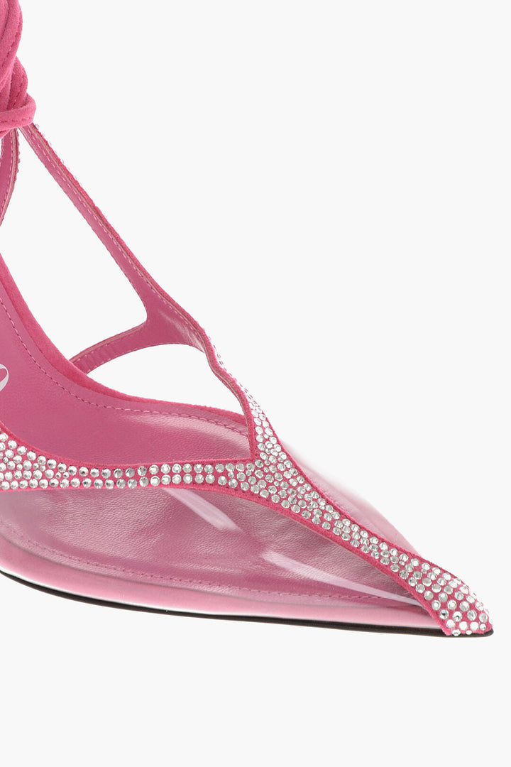 The Attico Rhinestoned VENUS CHROME See Through Slingbacks 10cm