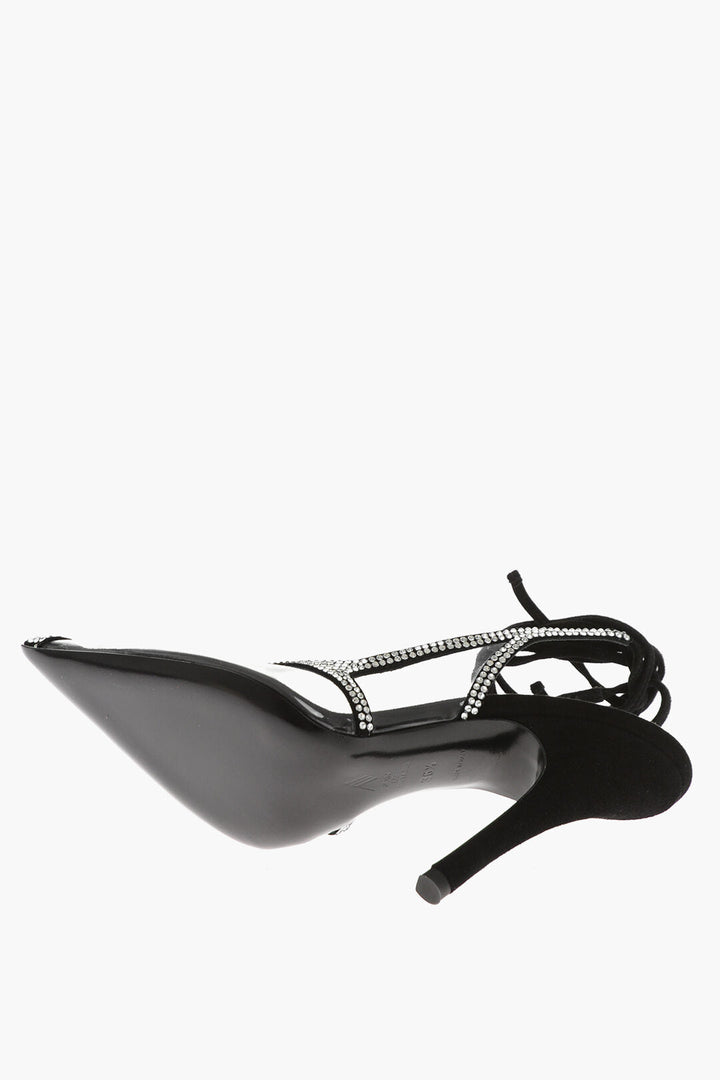 The Attico Rhinestoned VENUS CHROME See Through Slingbacks 10cm