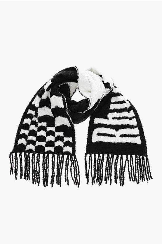 Accessories - Scarves - Rhude Two - Tone Fuzzy Scarf with Maxi Logo and Fringes - 7600000356416 - Ask Me Wear