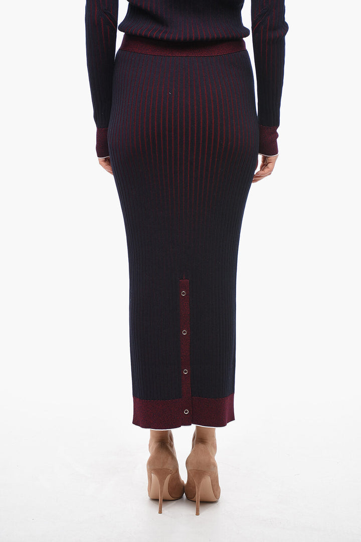 Bottega Veneta Ribbed Cotton Skirt with Elastic Waistband