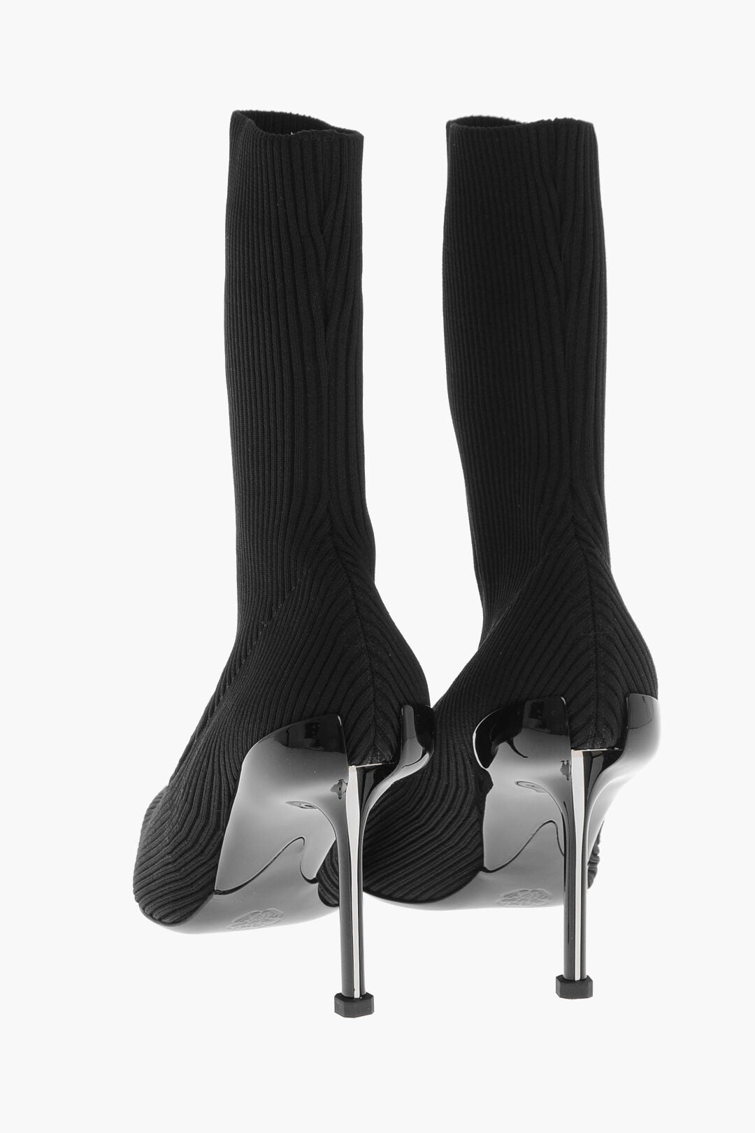 Alexander McQueen Ribbed Fabric Sock Booties with Stiletto Heel 9cm