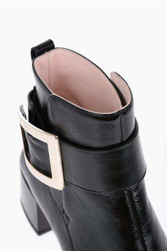 Shoes - Roger Vivier Patent Leather Ankle Boots with Squared Toe - 001006714894 - Ask Me Wear