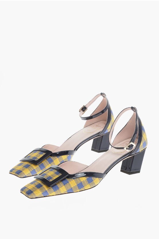 Shoes - Roger Vivier Plaid Checked BELLE Ankle - Strap Pumps with Patent Leather Tr - 901574514627 - Ask Me Wear