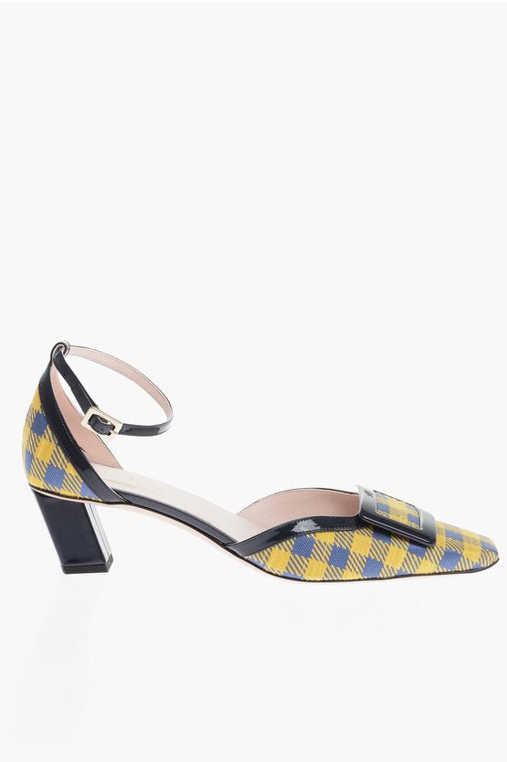 Shoes - Roger Vivier Plaid Checked BELLE Ankle - Strap Pumps with Patent Leather Tr - 901574514627 - Ask Me Wear