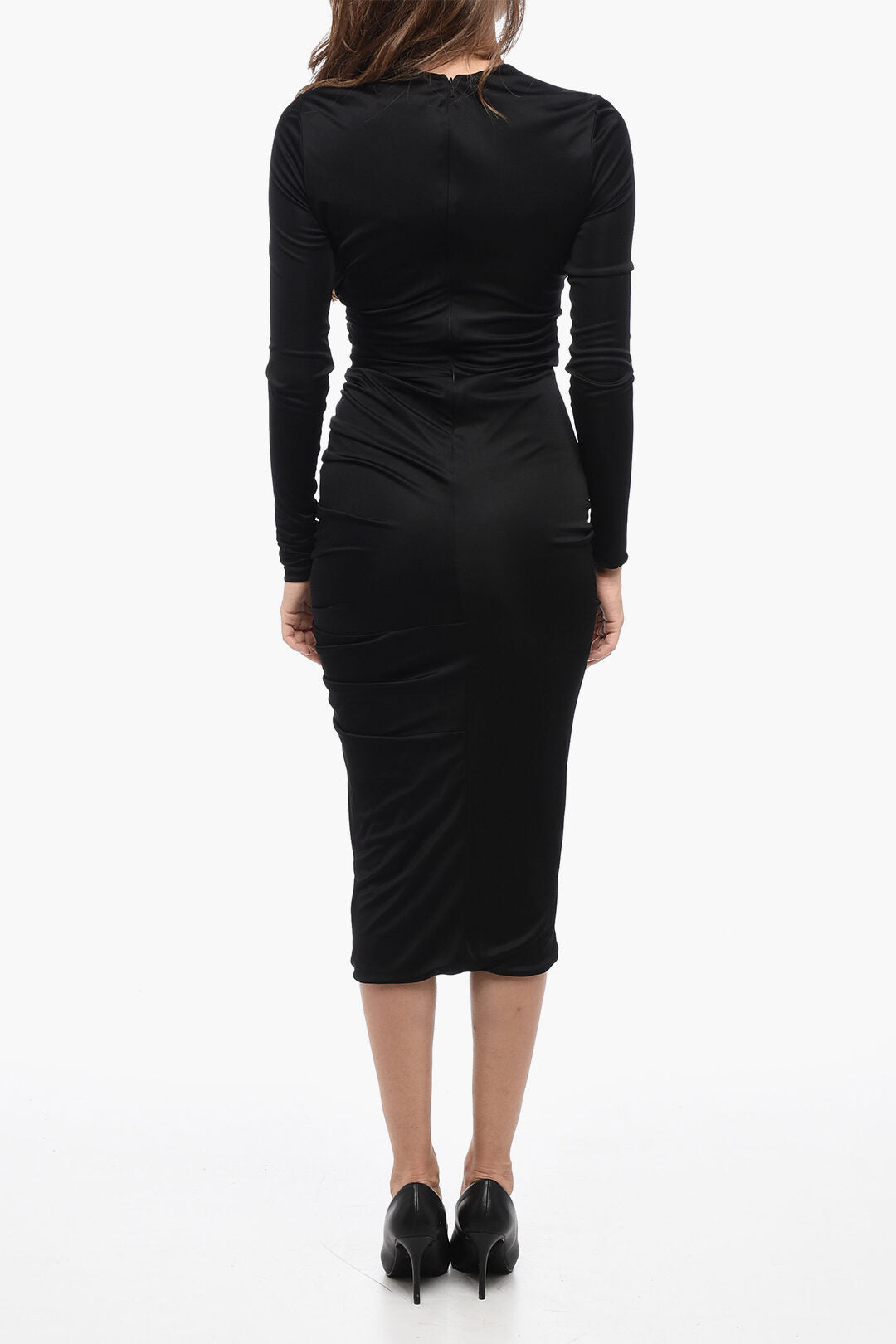 Versace Rouched Long Sleeved Dress