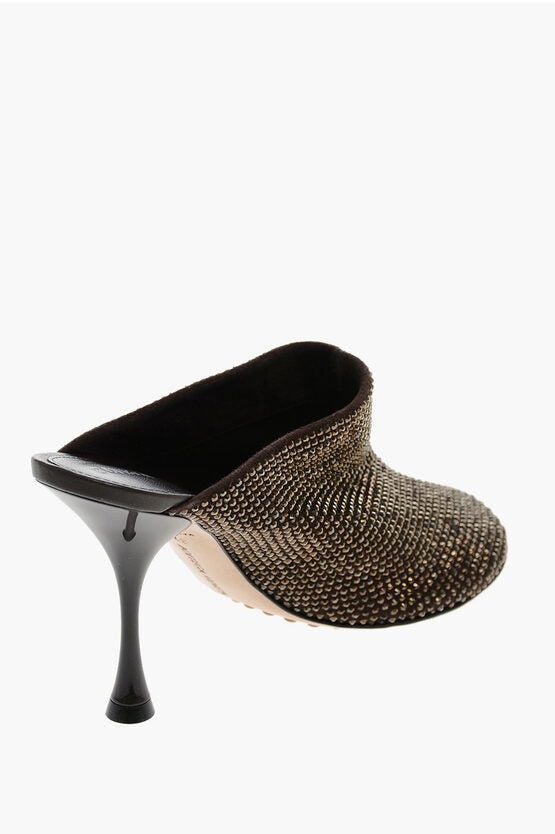 Bottega Veneta Round Toe COURTNEY Mules with Rhinestones All-Over 9cm