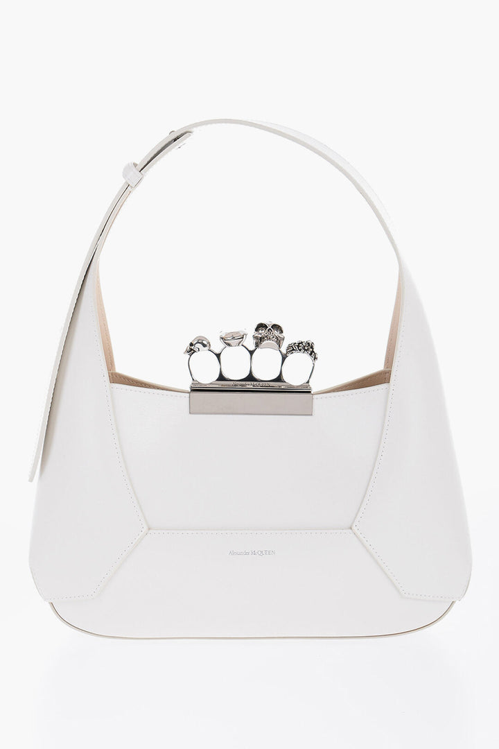 Alexander McQueen Saffiano Leather Hobo Bag with Jewellery Closure
