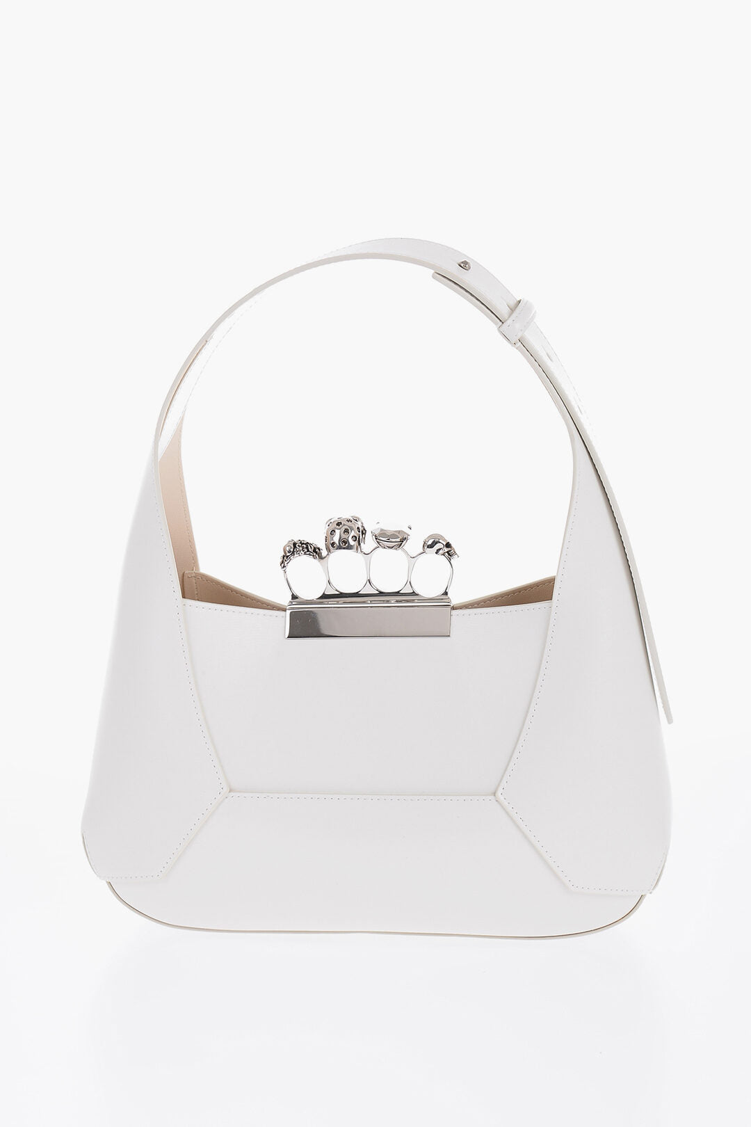 Alexander McQueen Saffiano Leather Hobo Bag with Jewellery Closure