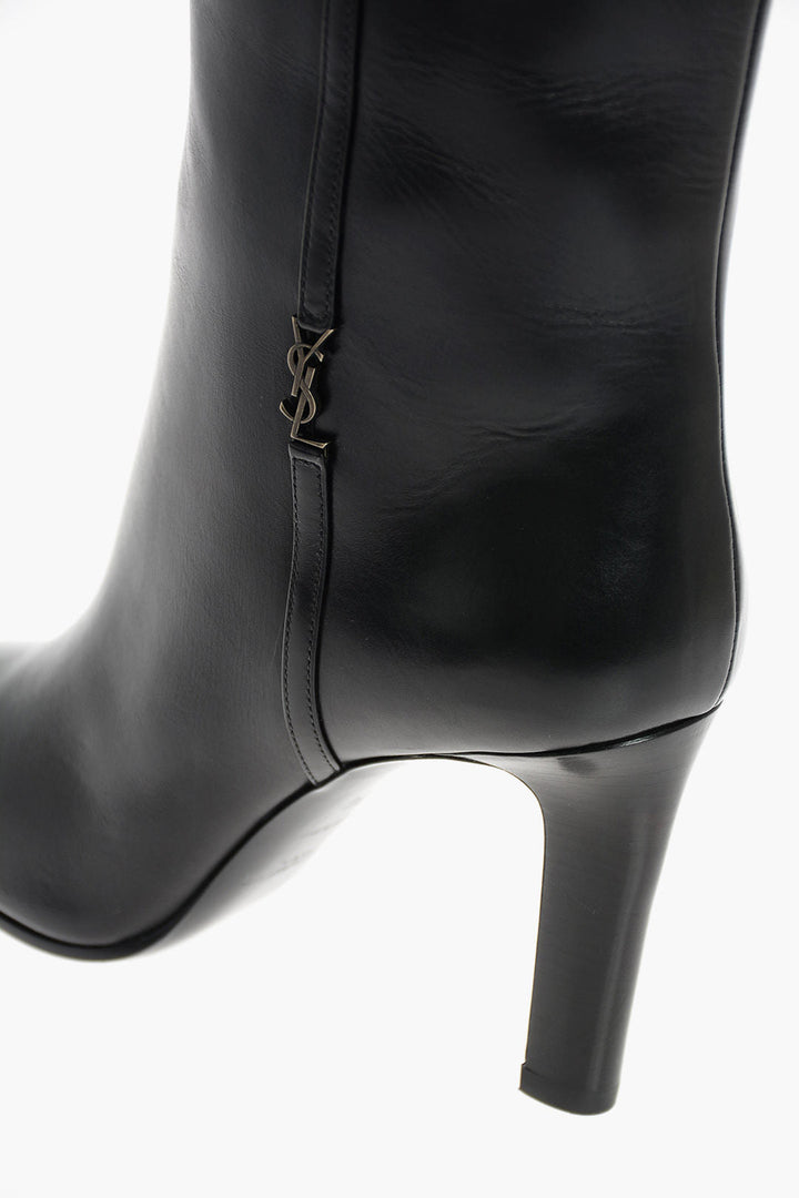 Shoes - Saint Laurent 9cm Leather JANE Pull on Boots - 8094944946 - Ask Me Wear