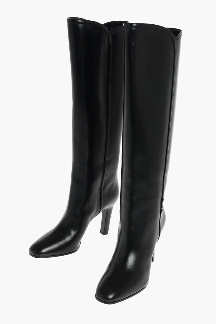 Shoes - Saint Laurent 9cm Leather JANE Pull on Boots - 8094944946 - Ask Me Wear