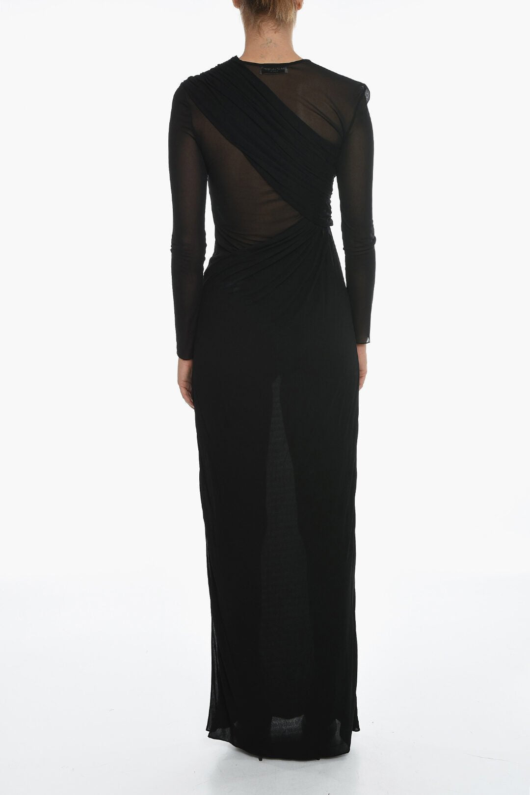 Clothing - Dresses - Saint Laurent Asymmetric Draped Dress with Sheered Details - 8109247481 - Ask Me Wear