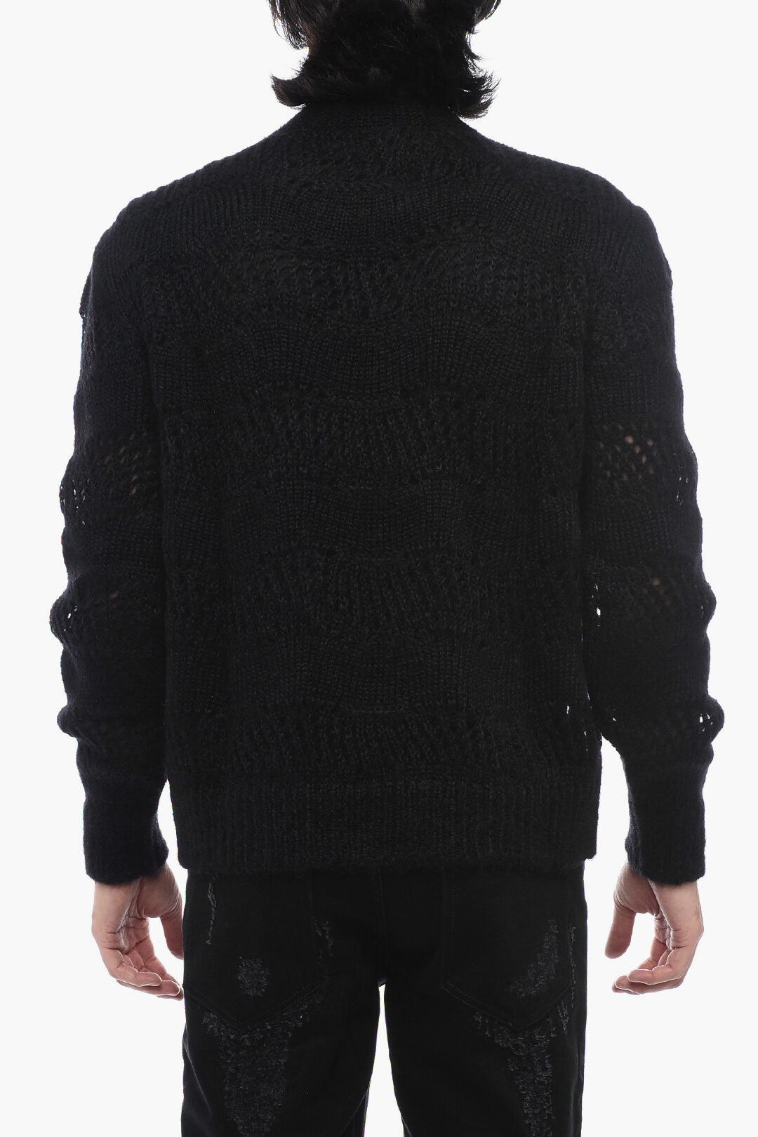 Clothing - Tops - Saint Laurent Crew Neck Openwork Mohair Blend Sweater - 8130950958 - Ask Me Wear