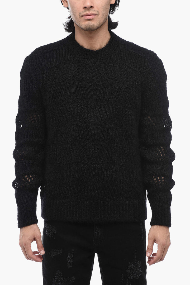 Clothing - Tops - Saint Laurent Crew Neck Openwork Mohair Blend Sweater - 8130950958 - Ask Me Wear