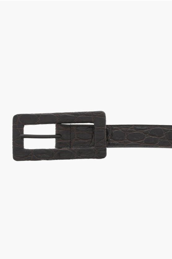 Accessories - Belts - Saint Laurent Croco - Effect Leather Belt 30mm - 8129779005 - Ask Me Wear