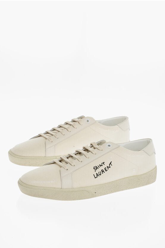 Shoes - Saint Laurent Embroidered Logo Canvas Low - Top Sneakers - 8091564255 - Ask Me Wear