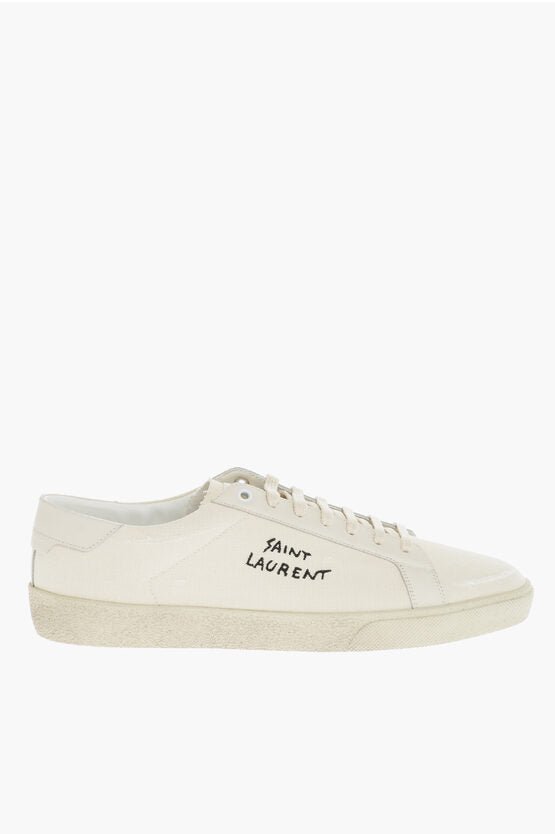 Shoes - Saint Laurent Embroidered Logo Canvas Low - Top Sneakers - 8091564255 - Ask Me Wear