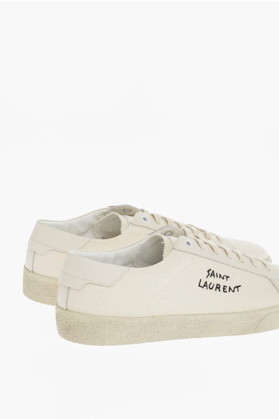 Shoes - Saint Laurent Embroidered Logo Canvas Low - Top Sneakers - 8091564255 - Ask Me Wear