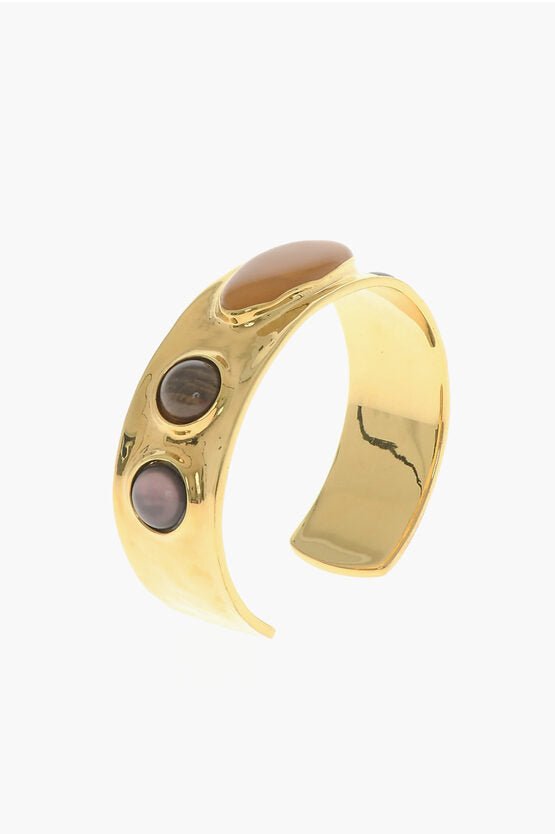 Bracelet - Saint Laurent Golde - Effect Brass Cuff Bracelet - 8130097970 - Ask Me Wear