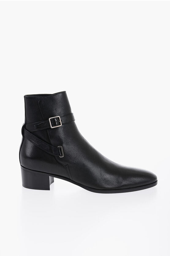 Shoes - Saint Laurent Hammered Leather DORIAN Boots With Buckle Detail - 8130835768 - Ask Me Wear