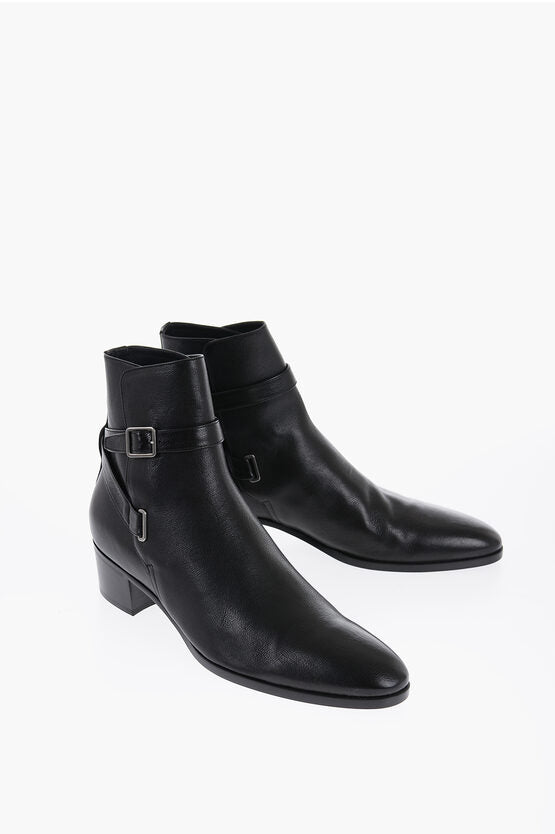 Shoes - Saint Laurent Hammered Leather DORIAN Boots With Buckle Detail - 8130835768 - Ask Me Wear