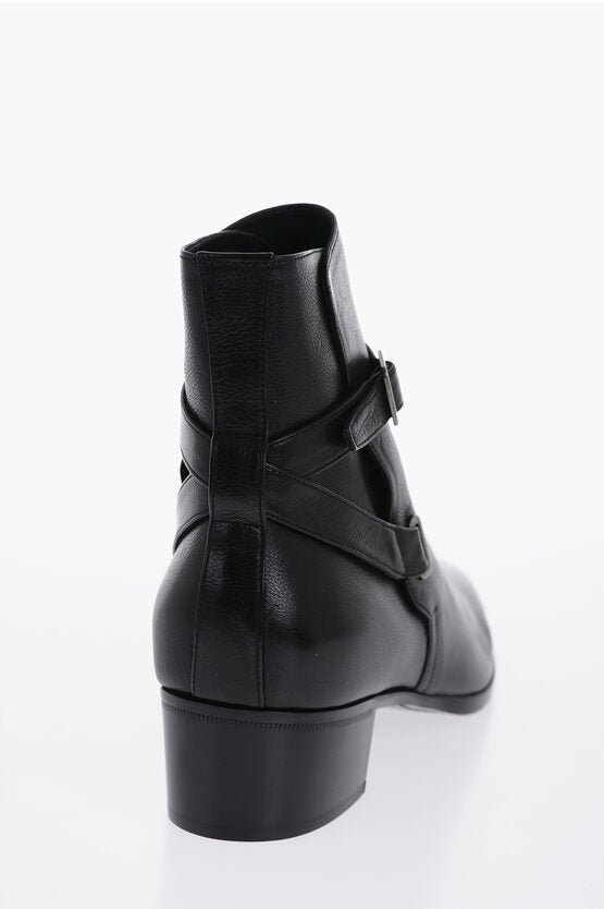 Shoes - Saint Laurent Hammered Leather DORIAN Boots With Buckle Detail - 8130835768 - Ask Me Wear