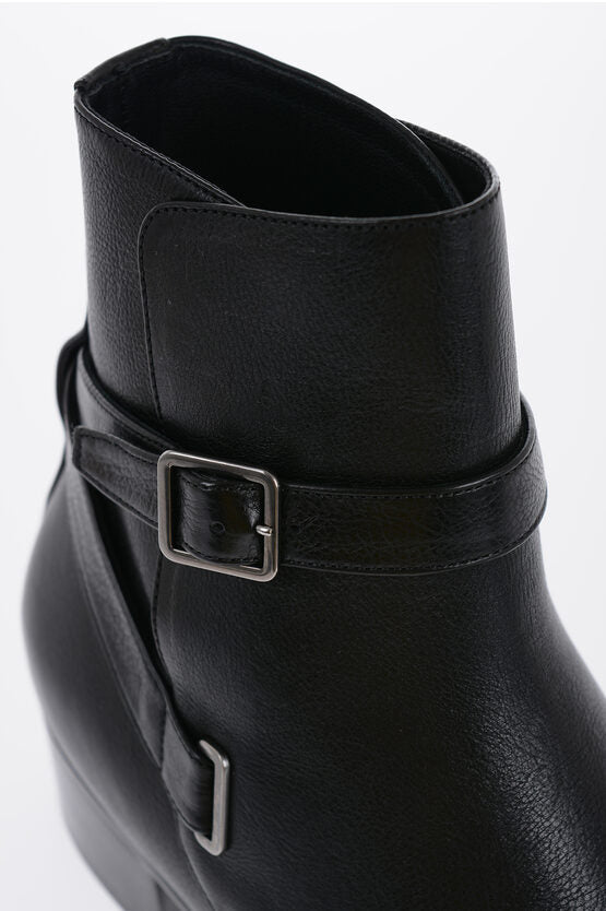 Shoes - Saint Laurent Hammered Leather DORIAN Boots With Buckle Detail - 8130835768 - Ask Me Wear