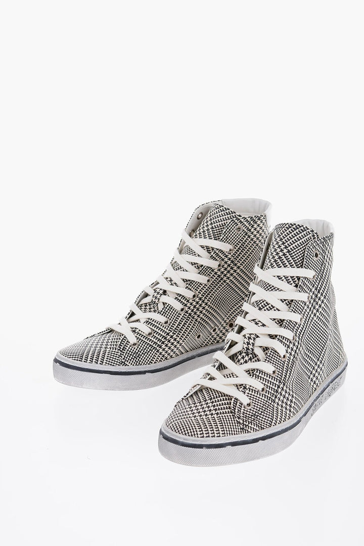 Clothing - Tops - Saint Laurent High - Top MALIBU Sneakers With Houndstooth Print - 8107552970 - Ask Me Wear