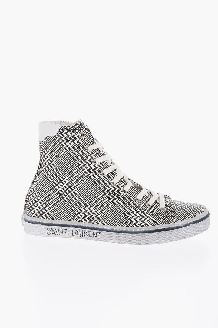 Clothing - Tops - Saint Laurent High - Top MALIBU Sneakers With Houndstooth Print - 8107552970 - Ask Me Wear